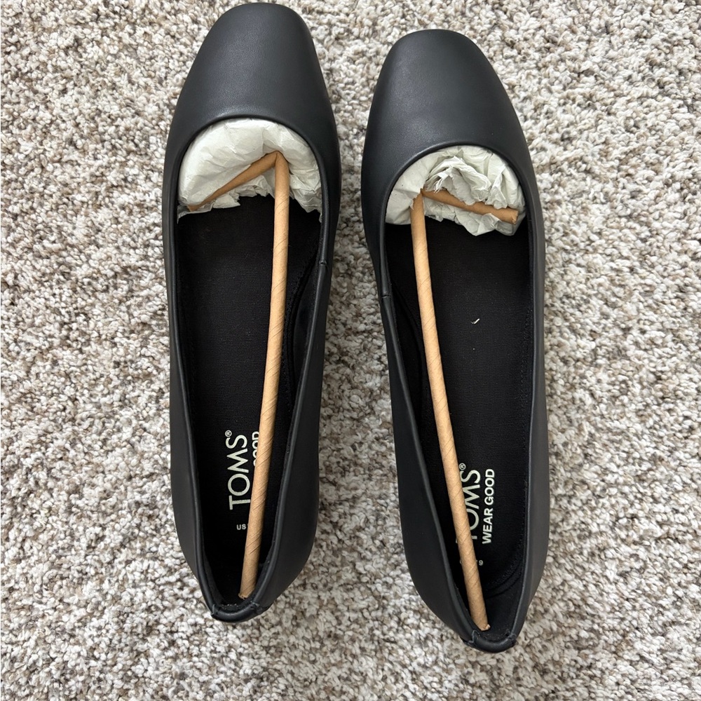 Toms Black Classic Square-Toe Ballet Flats